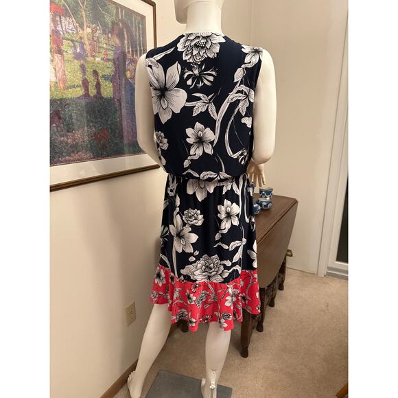 Eliza J Blue and White Floral Sleeveless Dress Size 10 - Picture 3 of 7